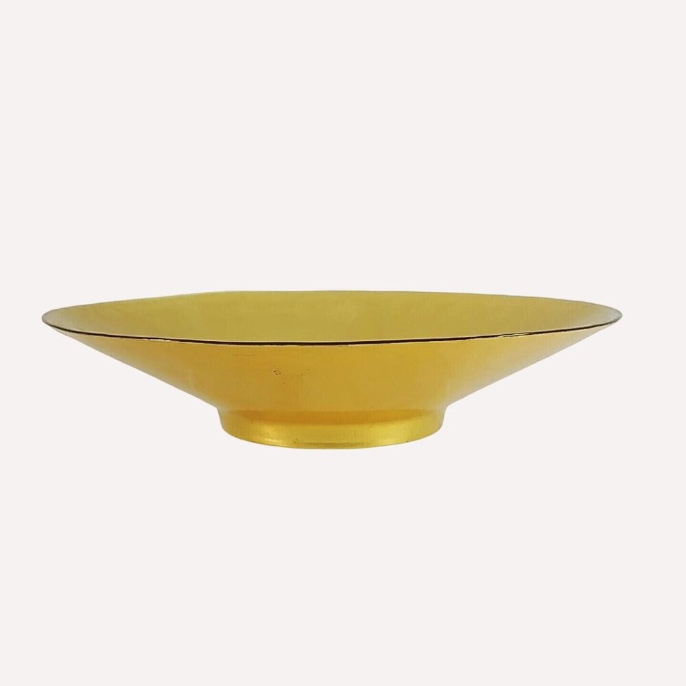 Glass Centerpiece Bowl Decorative Tabletop Display Large Deep Gold 13.25"